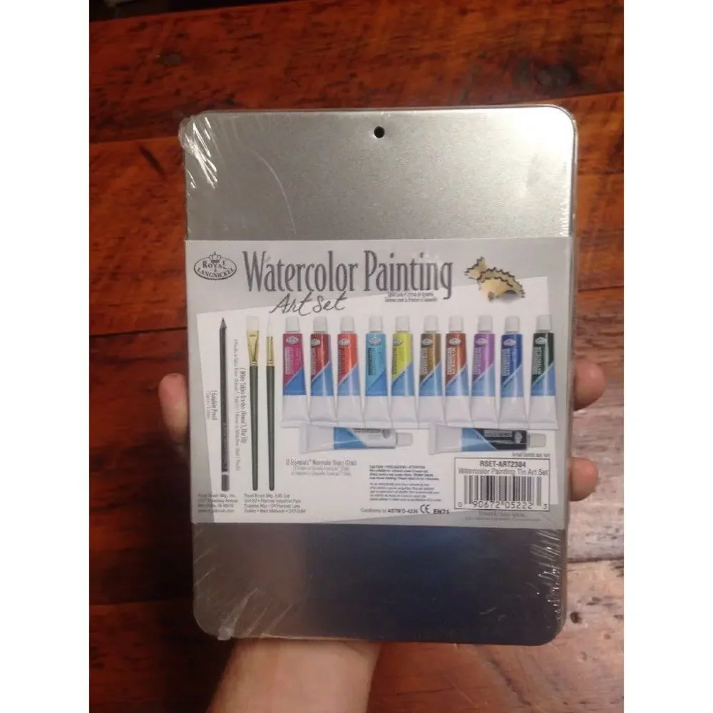 NEW NIB Royal Langnickel 12 Watercolors 2 Brushes Pencil Painting Artist Set